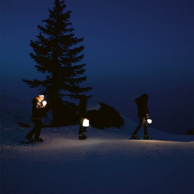 Fermob Balad and Aplo lamps in French alps in the evening
