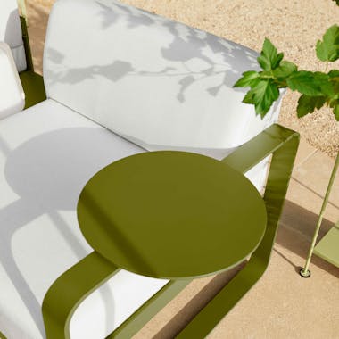Outdoor lounge chair with table accessory