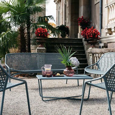 Fermob Croisette casual setting in Storm Grey at a Chateau