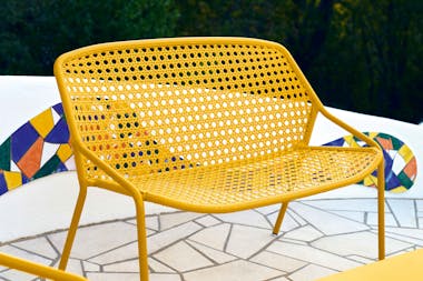 Yellow garden bench