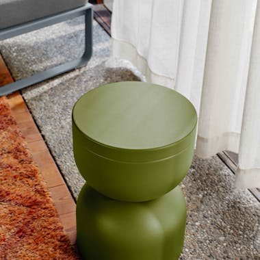 Small stool or side table in bright green