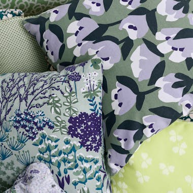 Lavender and green outdoor cushions