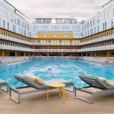 Fermob sunloungers at Molitor in Paris