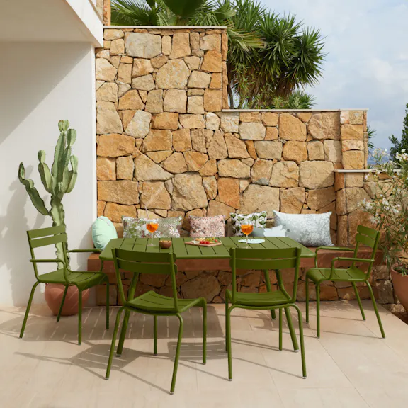 Fermob Luxembourg outdoor dining table in Pesto