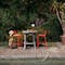 Luxembourg Bar Chairs with wooden outdoor table