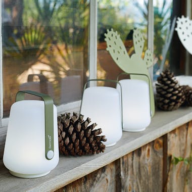 Fermob Balad Mini lamps in Cactus on window sill.