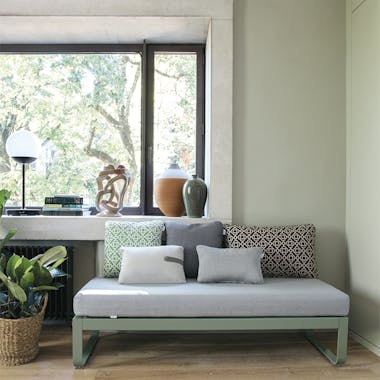 Fermob Bellevie 2 Seater Ottoman indoors as a bench seat