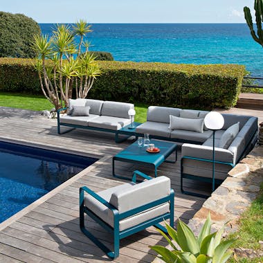 Fermob Bellevie Modular in Acapulco Blue by pool
