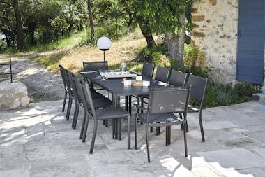 Fermob Costa Extending Outdoor Table With Chairs in Anthracite