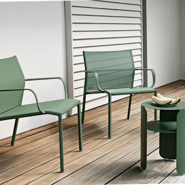 Fermob Cadiz Low Armchairs with Bebop Side Table in Cactus