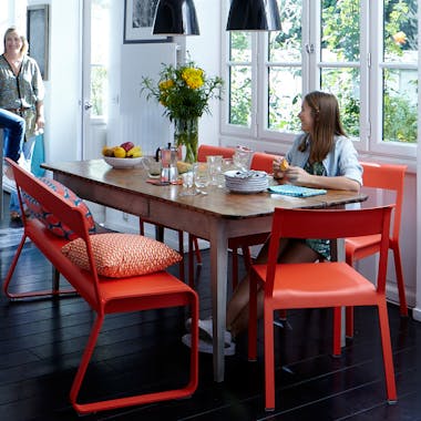 Bellevie bench at chairs at kitchen table