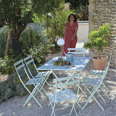 Fermob Bistro Rectangle table 117cm in courtyard garden