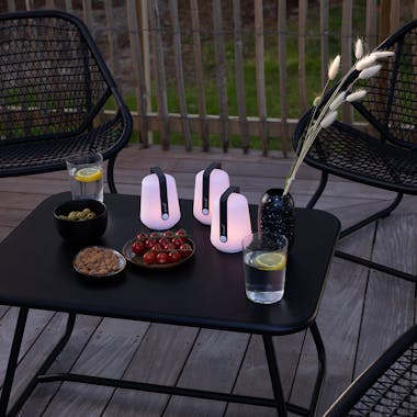 Mini Balad outdoor lamps from Fermob on Sixties coffee table