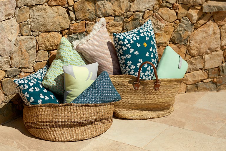 Fermob outdoor cushions in market baskets