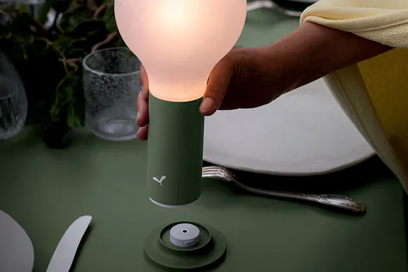 Cactus Aplo Lamp being placed into a Magnetic Base