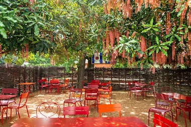 Group area at Babylonstoren featuring Fermob outdoor chairs