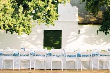 Cotton White Fermob Luxembourg chairs at Babylonstoren