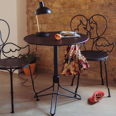 Fermob Ange chair and Flower table in Liquorice