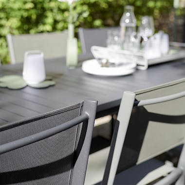 Fermob Costa outdoor dining chairs close up