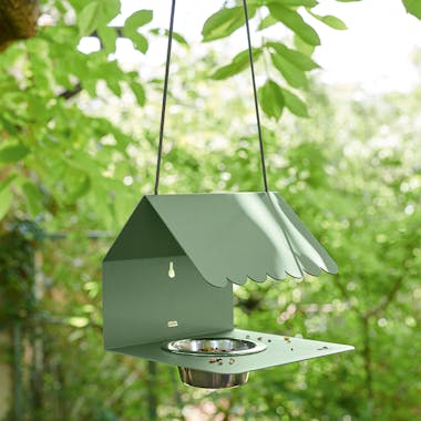 Fermob Picoti bird feeder hanging in tree