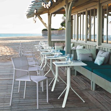 Fermob Cadiz armchairs with Rest'o table at beachfront restaurant