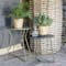 Fermob Cocotte Stool and Cocotte Occasional Table with decorative plants