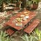 Fermob Caractere outdoor dining table with Luxembourg bench and Bistro chairs