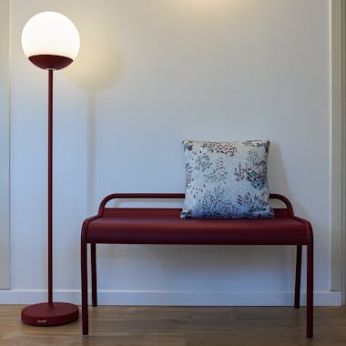 Fermob Luxembourg Compact Bench in Black Cherry in hallway