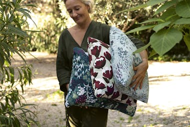 Bouquet Sauvage outdoor cushions by Fermob in Acapulco Blue and Ice Mint