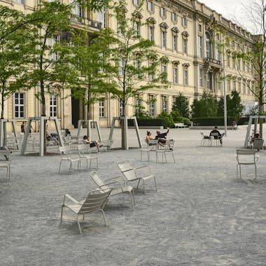 Fermob Luxembourg armchairs and low armchairs in Berlin square