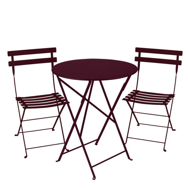 Fermob Bistro Set - 60cm Table and 2 Chairs in Black Cherry