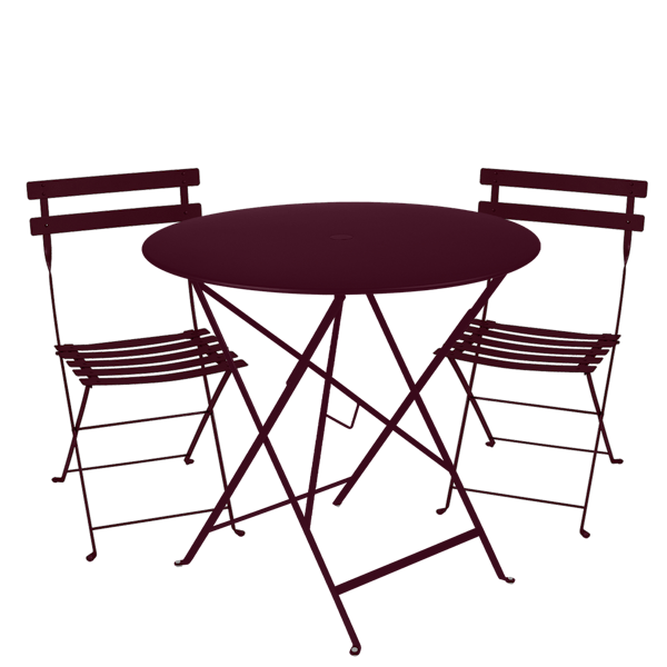 Fermob Bistro Set - 77cm Table and 2 Chairs in Black Cherry