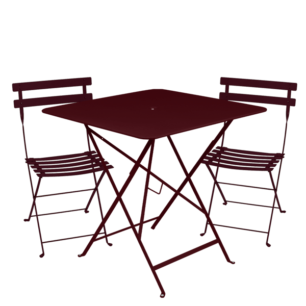 Bistro Outdoor Folding Cafe Set - 71cm Square By Fermob in Black Cherry