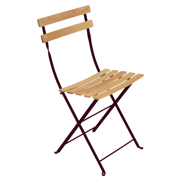Fermob Bistro Folding Chair - Natural Slats in Black Cherry