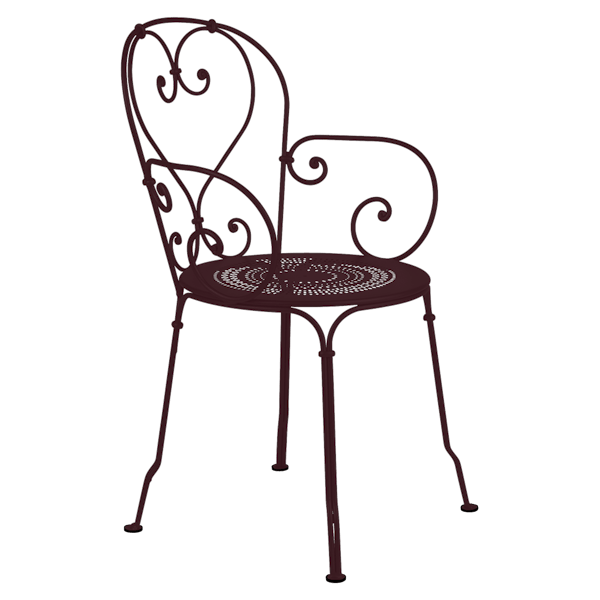 1900 Garden Dining Armchair By Fermob in Black Cherry
