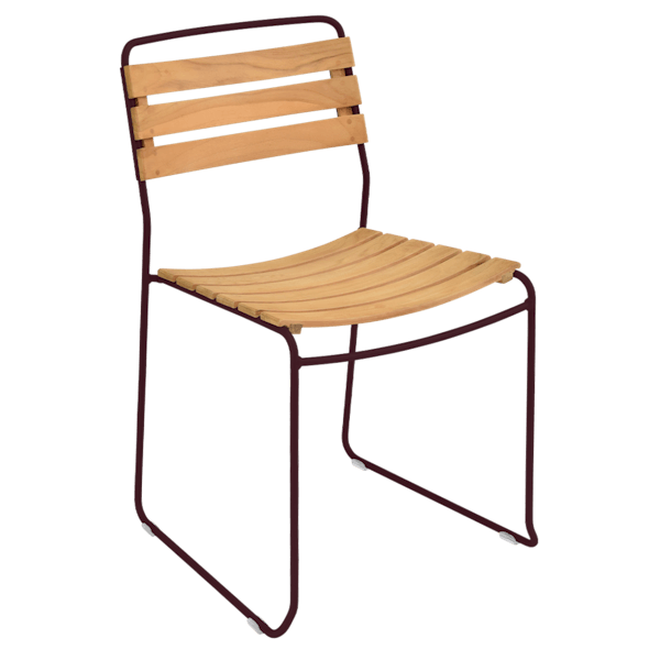 Surprising Outdoor Dining Chair - Teak Slats By Fermob in Black Cherry