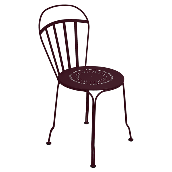 Louvre Outdoor Metal Dining Chair By Fermob in Black Cherry