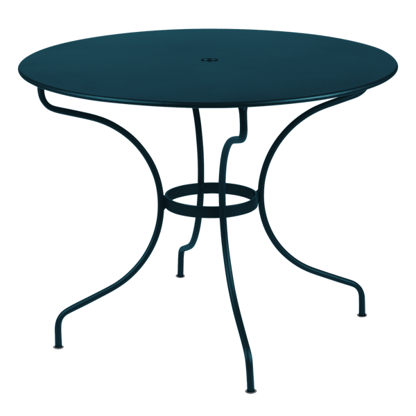 Opera+ Round Outdoor Dining Table 96cm By Fermob in Acapulco Blue