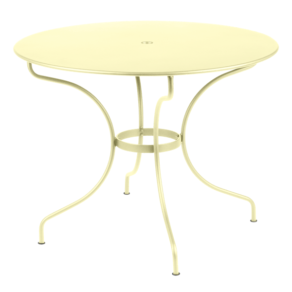 Opera+ Round Outdoor Dining Table 96cm By Fermob in Frosted Lemon