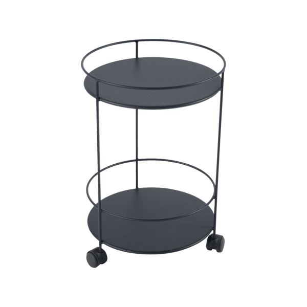 Guinguette Garden Side Table - Solid Top & Wheels By Fermob in Anthracite
