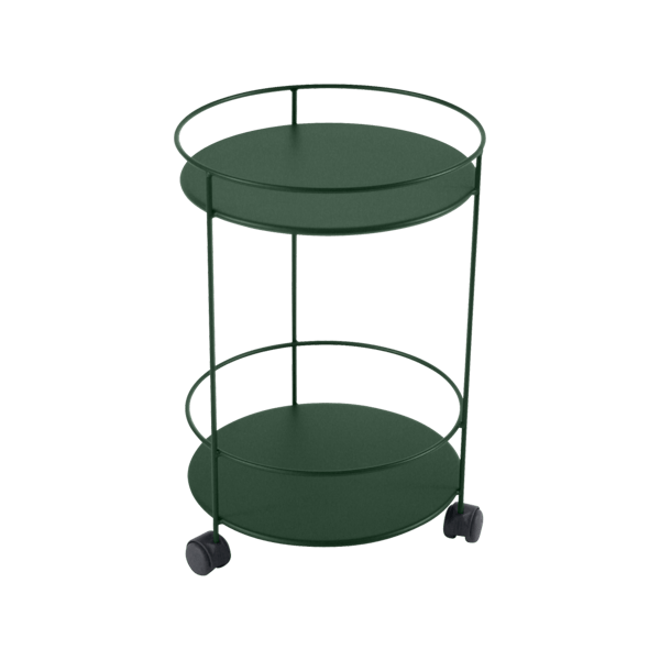 Fermob Guinguette Side Table - Solid Top & Wheels in Cedar Green