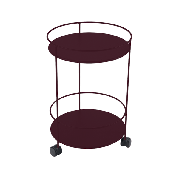 Guinguette Garden Side Table - Solid Top & Wheels By Fermob in Black Cherry