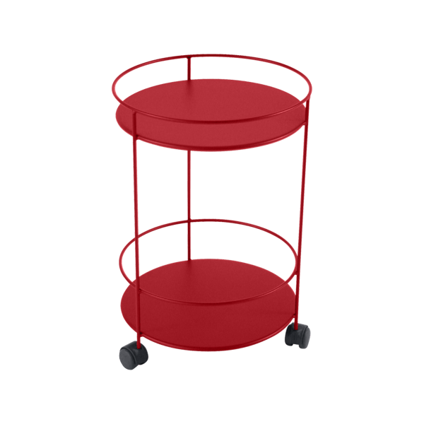 Fermob Guinguette Side Table - Solid Top & Wheels in Poppy
