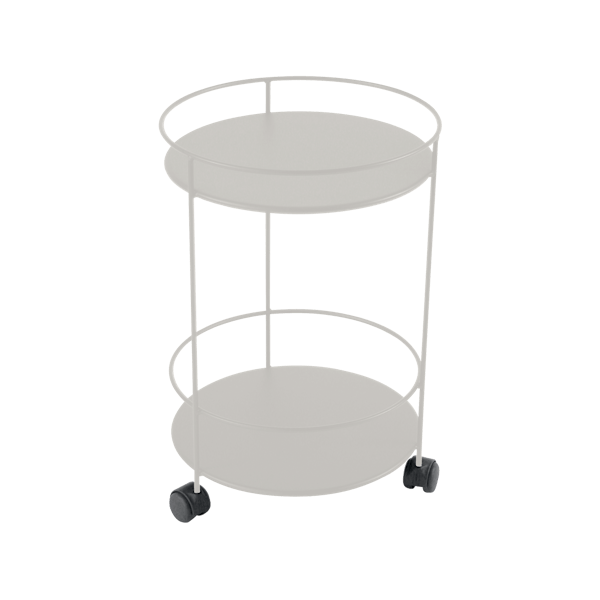 Fermob Guinguette Side Table - Solid Top & Wheels in Clay Grey