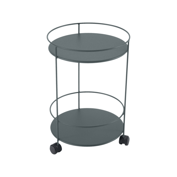 Guinguette Garden Side Table - Solid Top & Wheels By Fermob in Storm Grey