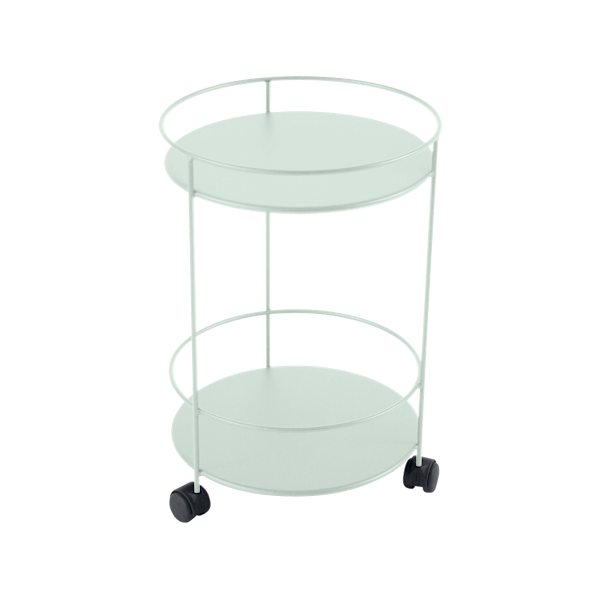 Guinguette Garden Side Table - Solid Top & Wheels By Fermob in Ice Mint