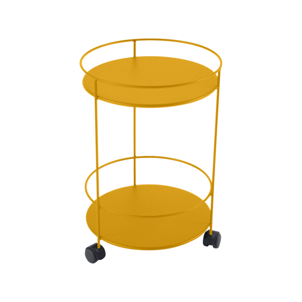 Fermob Guinguette Side Table - Solid Top & Wheels in Honey