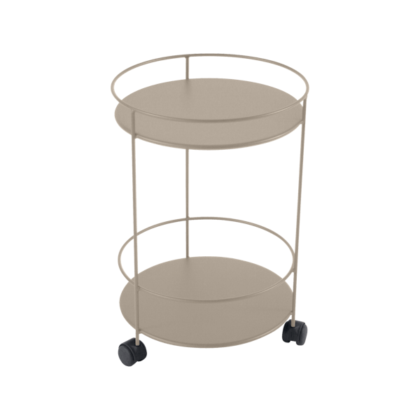 Fermob Guinguette Side Table - Solid Top & Wheels in Nutmeg
