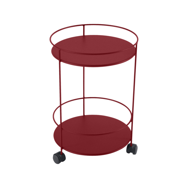 Guinguette Garden Side Table - Solid Top & Wheels By Fermob in Chilli