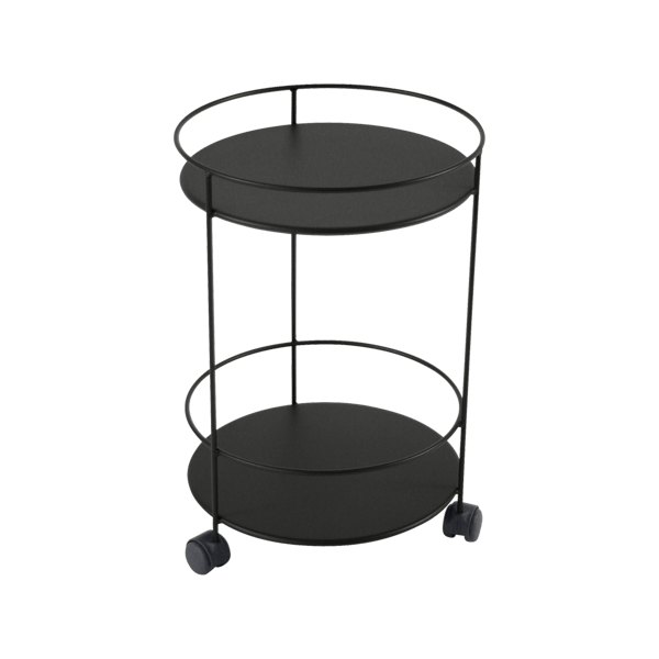 Fermob Guinguette Side Table - Solid Top & Wheels in Liquorice